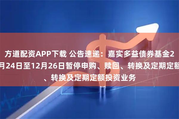方道配资APP下载 公告速递：嘉实多益债券基金2025年12月24日至12月26日暂停申购、赎回、转换及定期定额投资业务