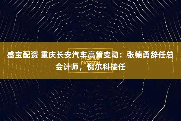 盛宝配资 重庆长安汽车高管变动：张德勇辞任总会计师，倪尔科接任